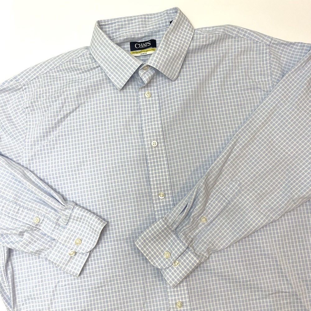 Chaps‎ Men's Long Sleeve Comfort Stretch Wrinkle Free Slim Fit 17.5 32-33